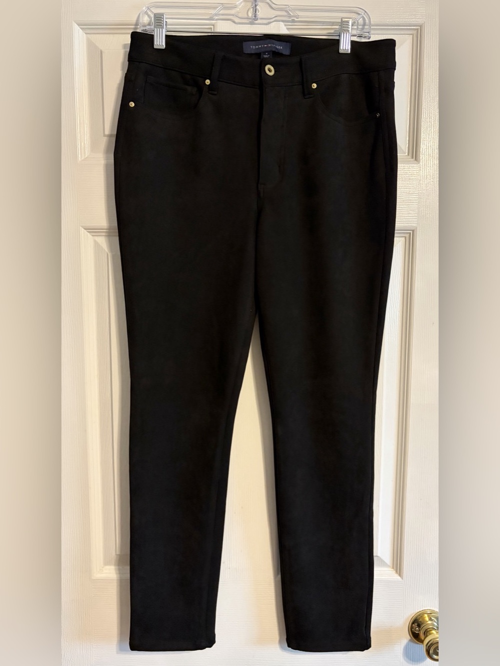 Tommy Hilfiger Tribeca Skinny Pants Womens 8 Black Suede Feel Stretch